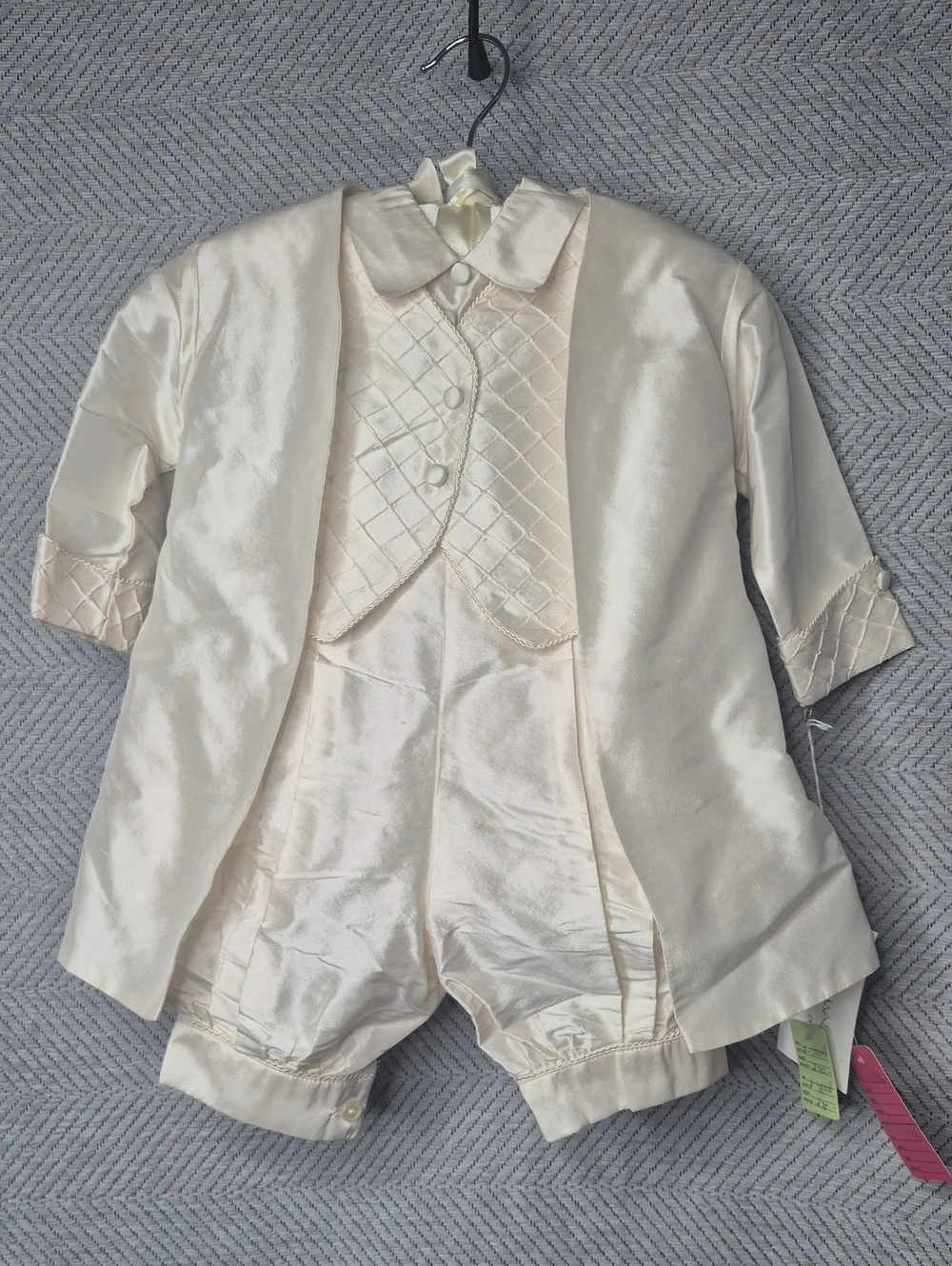 NWT Vintage Rare Cassiani 100% Silk Boys Heirloom Christening Baptism Set XS